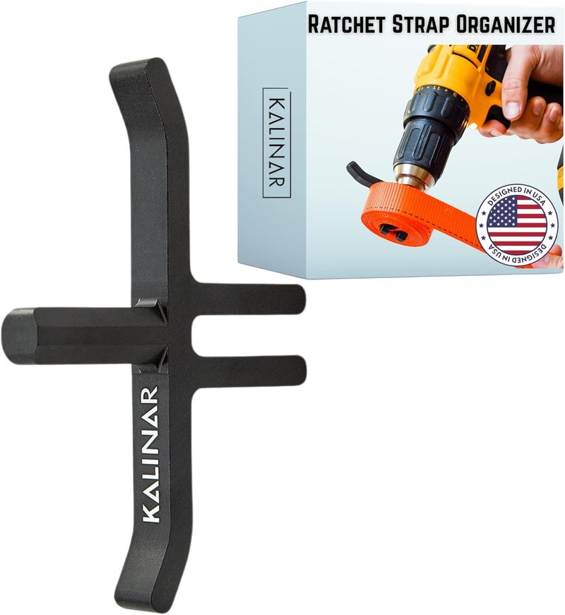 Kalinar Ratchet Strap Winder Drill Bit Attachment - Heavy Duty Strap Roller & Organizer for Flatbed Trucks, Trailers & Garages - Power Drill Tie-Down Winder Tool for Cargo Storage - Stocking Stuffer for Men - Image 1
